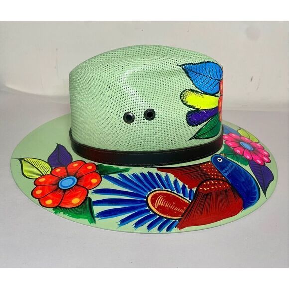 Hand painted original Panama fedora sun hat M Royal road trading Co. main image 11